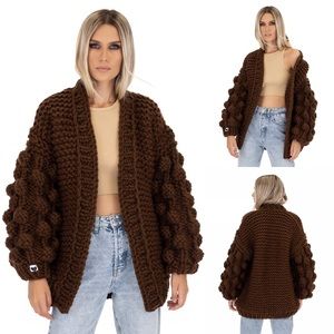 NEW Mums Handmade Warm Up Cardigan Brown